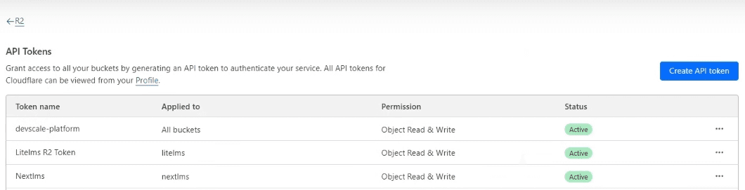 Create R2 API Tokens